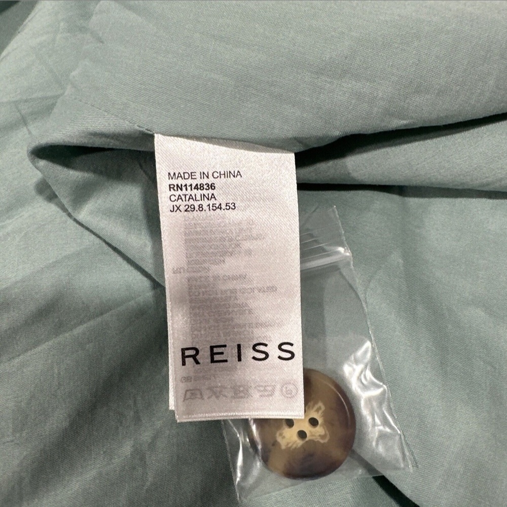 NWD $320 Reiss [ 14 US ] Catalina Linen Button Front Midi Dress in Sage‎ - Picture 16 of 16